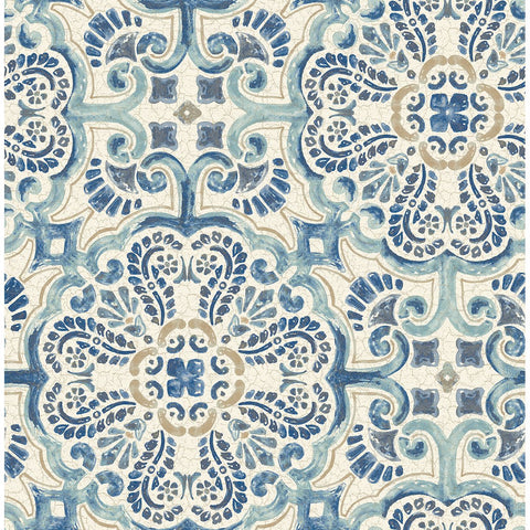 2540-24046 Florentine Blue Tile Wallpaper
