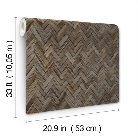 4202-410358 Ellery Charcoal Herringbone Wallpaper