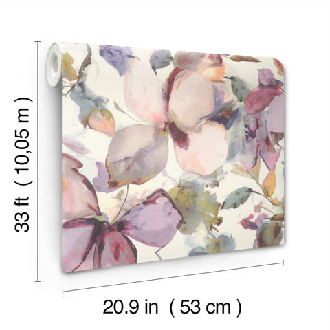 4202-481228 Liliana Plum Floral Wallpaper