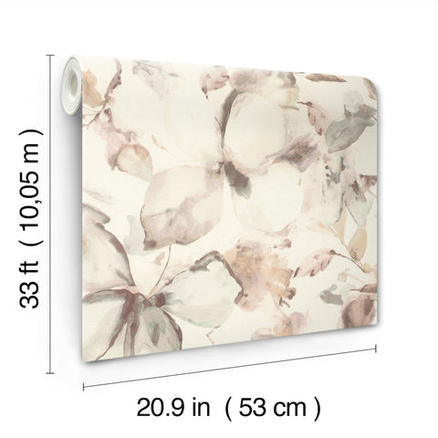 4202-481235 Liliana Neutral Floral Wallpaper