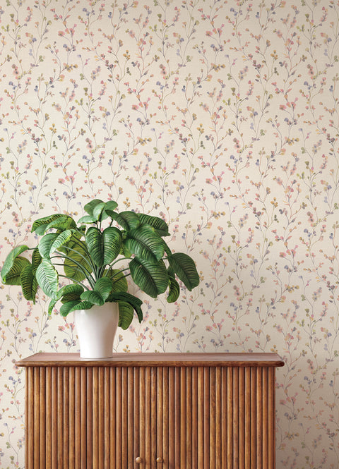 4202-486155 Romy Pink Springtime Trail Wallpaper