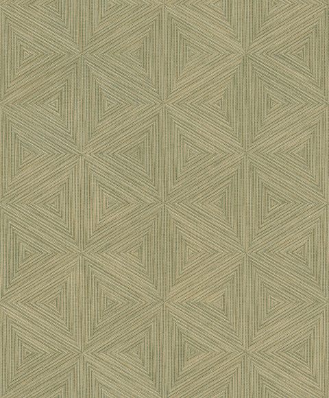 4202-571288 Anara Green Geo Faux Grasscloth Wallpaper