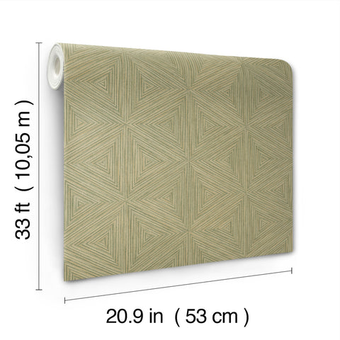 4202-571288 Anara Green Geo Faux Grasscloth Wallpaper