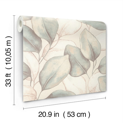 4202-659863 Evanthe Aqua Vine Wallpaper