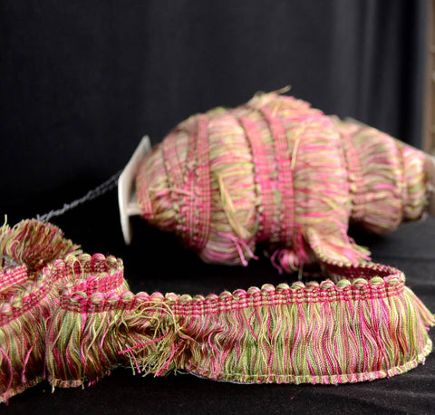 CS500/208 Pink Green Brush Fringe Trim