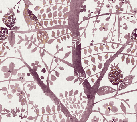 BO6631 Purple Peacock Block Print Wallpaper