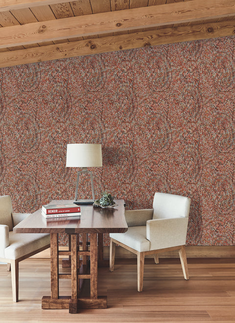 BO6651 Red Kashmir Dreams Paisley Wallpaper
