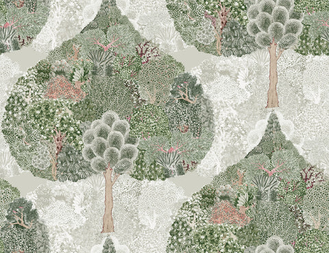 BO6702 Green Coral Mystic Forest Wallpaper