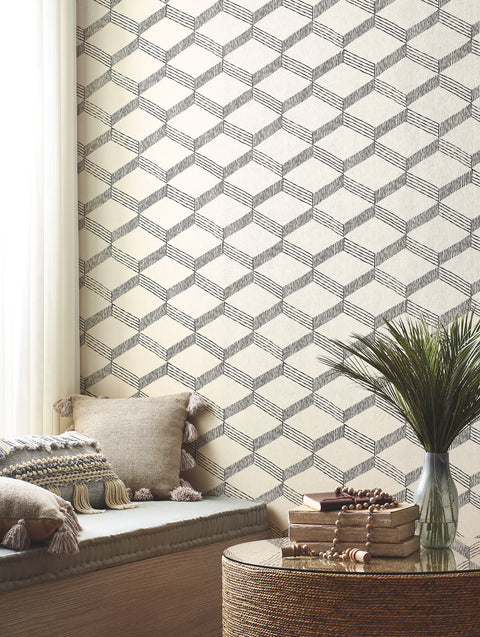 BO6721 Beige Black Palisades Paperweave Wallpaper