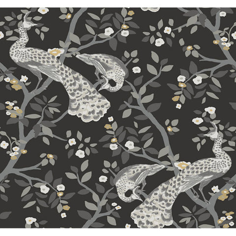 BW3802 Black Gold Plume Wallpaper
