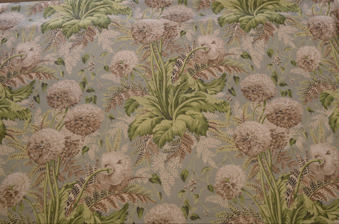 Dahlia Neutral on Robins Egg Thibaut Fabric
