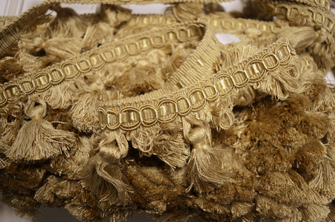 EN100/04 Antique Gold 2.75 inch Classical Elements Tassel Fringe Trim
