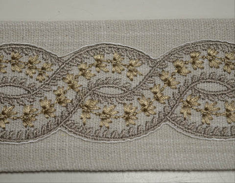 Catalonia Oyster 3 inch Europatex Embroidered Tape Trim
