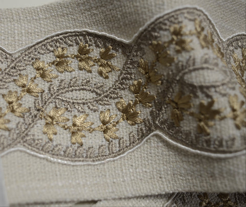 Catalonia Oyster 3 inch Europatex Embroidered Tape Trim