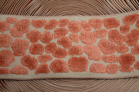 Alpas Flamingo 3.5 inch Coral Pink Cut Velvet Europatex Tape Trim
