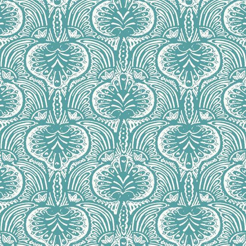 HO2151 Aqua Lotus Palm Wallpaper