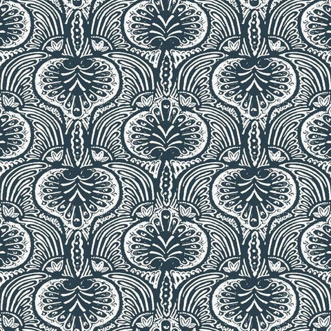 HO2153 Navy Lotus Palm Wallpaper