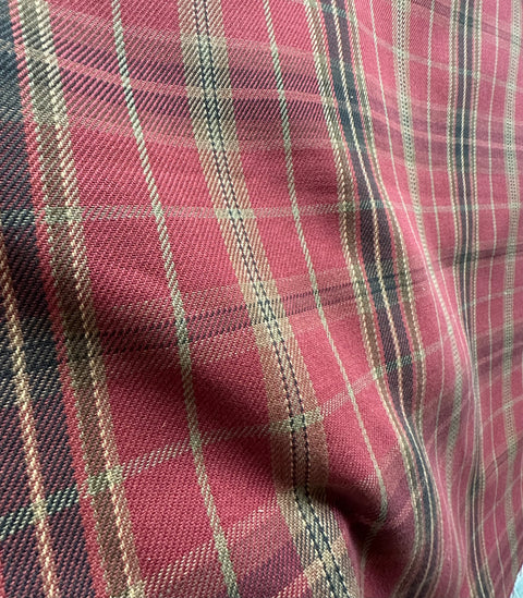 Roth D2892 Parkhill Cardinal Red Khaki Green Beige Plaid Cotton Fabric