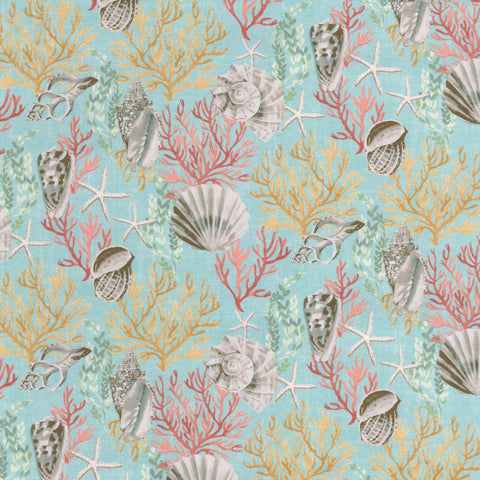LAH Paradise Lagoon Aqua/Peach Lillian August by Tempo Fabric