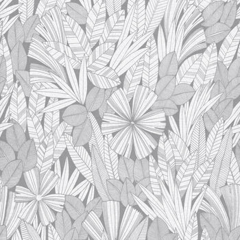 4081-26344 Bannon Grey Leaves Wallpaper