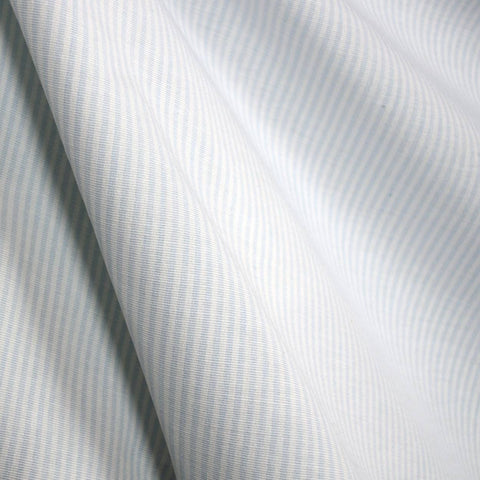 Essex Powder Blue White Pinstripe 100% Cotton Drapery Fabric