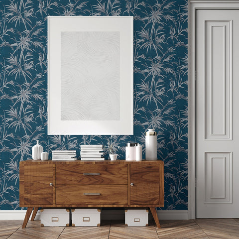 2979-37376-6 Hali Blue Fronds Wallpaper
