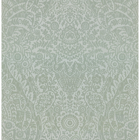 2973-87366 Maris Silver Flock Damask Wallpaper