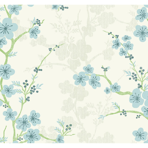 2973-90107 Nicolette Light Blue Floral Trail Wallpaper