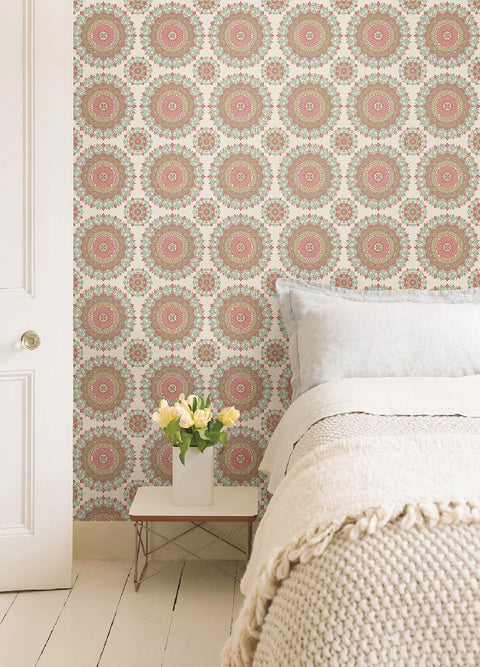 Gemma Aqua Boho Medallion Wallpaper