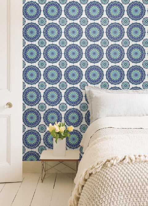 Gemma Indigo Boho Medallion Wallpaper