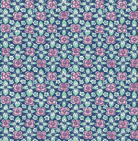 Free Spirit Indigo Floral Wallpaper