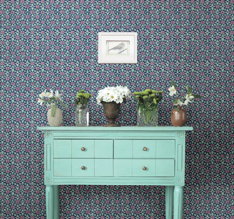 Free Spirit Indigo Floral Wallpaper