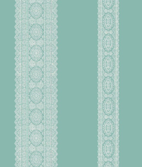Brynn Turquoise Paisley Stripe Wallpaper