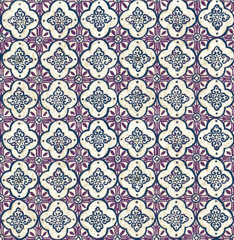 Geo Violet Quatrefoil Wallpaper