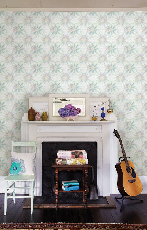Iris Green Shibori Wallpaper