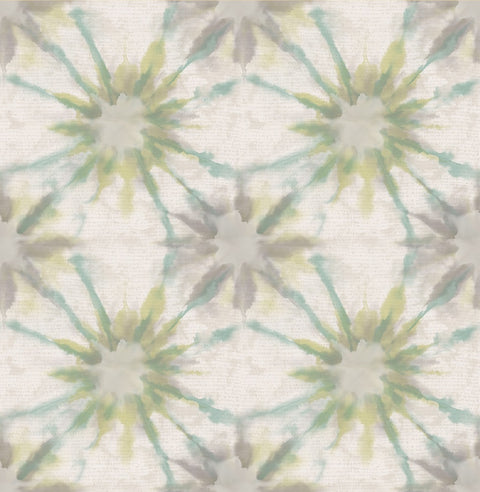 Iris Turquoise Shibori Wallpaper