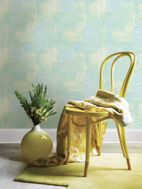 Flower Power Green Patchwork Wallpaper