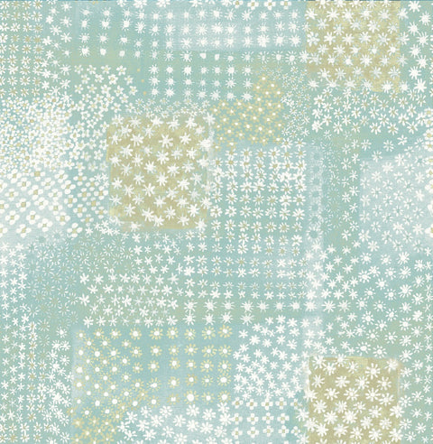 Flower Power Turquoise Patchwork Wallpaper