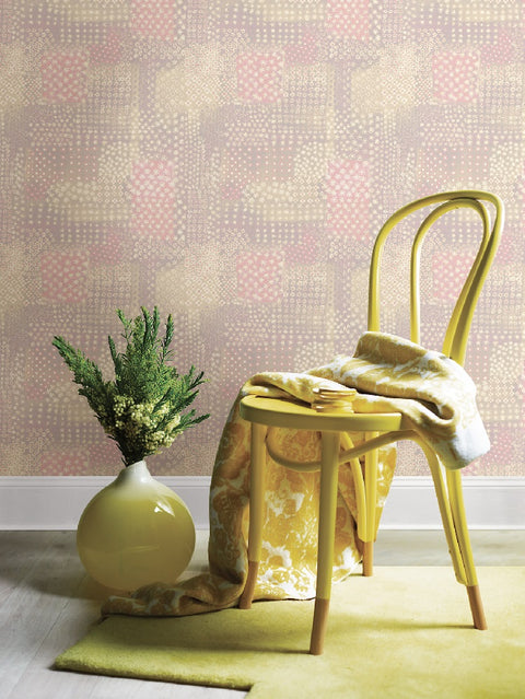 Flower Power Pink Patchwork Wallpaper