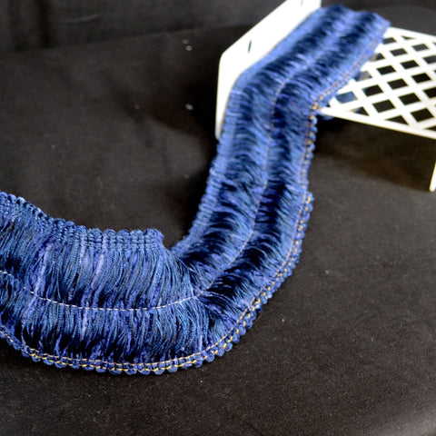 IR2542 Denim Blue Brush Fringe Trim Fabric