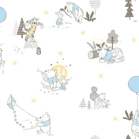 DI0982 Yellow Disney Winnie the Pooh Playmates Wallpaper