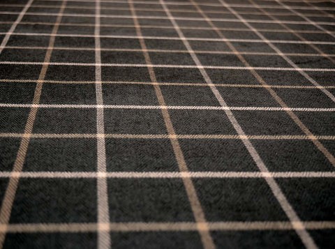 Thornhill Charcoal Grey Window Pane Herringbone Upholstery Fabric