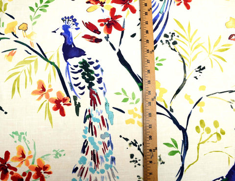 Large Bird Floral Fabric Tail Feathers Jewel
