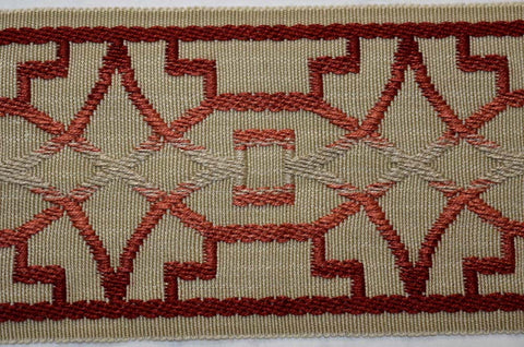 Irwell Imatra Deep Coral 3.5" Flat Tape Trim By Charlotte Moss Fabricut