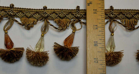 1469 9551 Brown Gold Beaded Tassel Trim