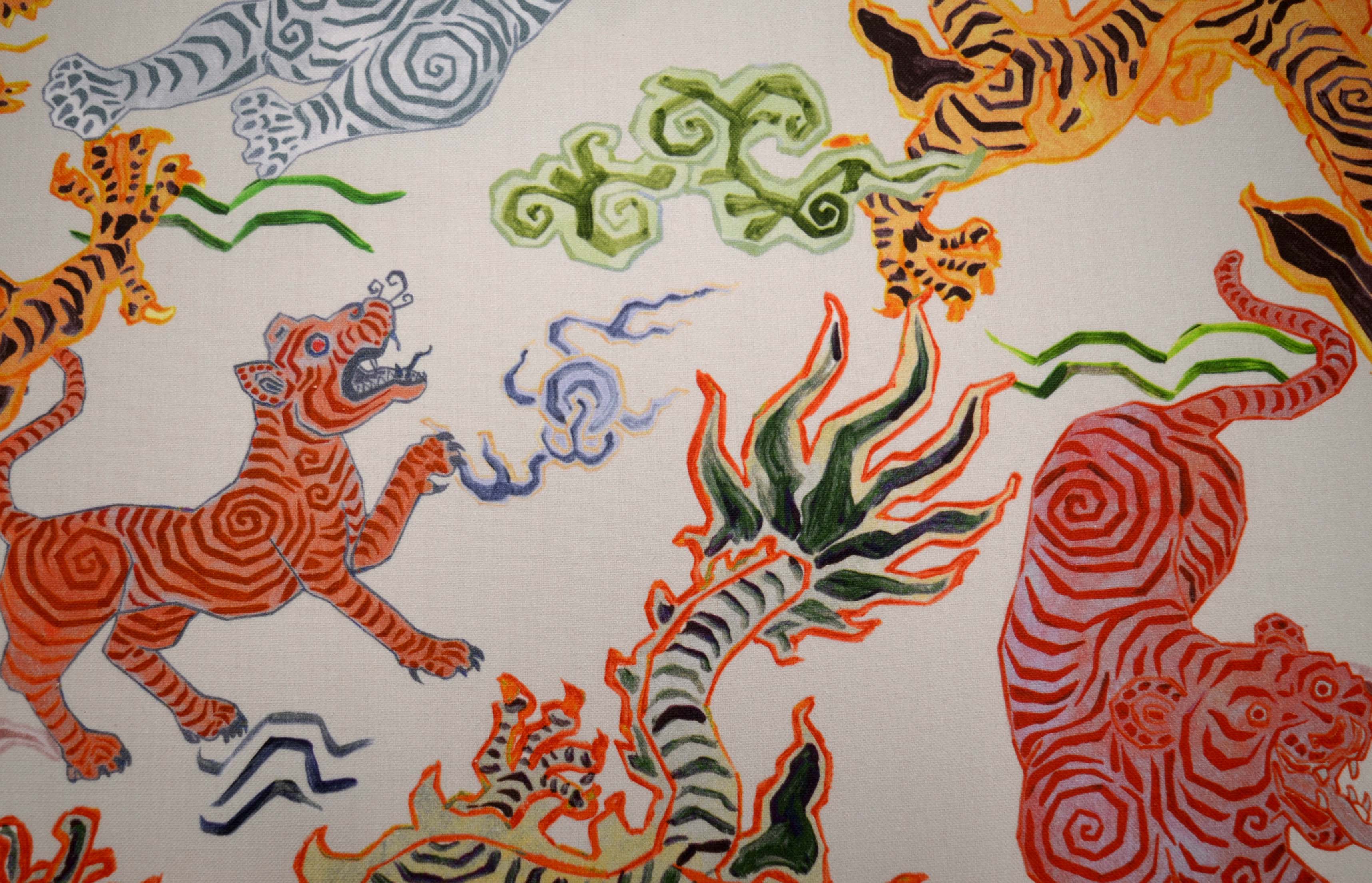 Dragons and sale Tiger fabric design