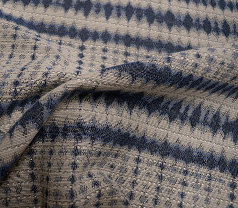Ume Indigo Crypton Geometric Ikat Stripe Fabric