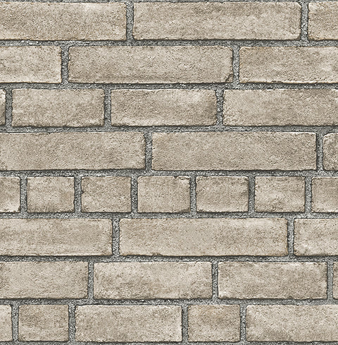 2540-24052 Facade Taupe Brick Wallpaper