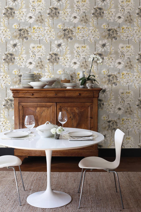 Marilla Yellow Watercolor Floral Wallpaper