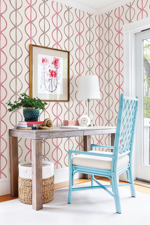 Banning Stripe Pink Geometric Wallpaper